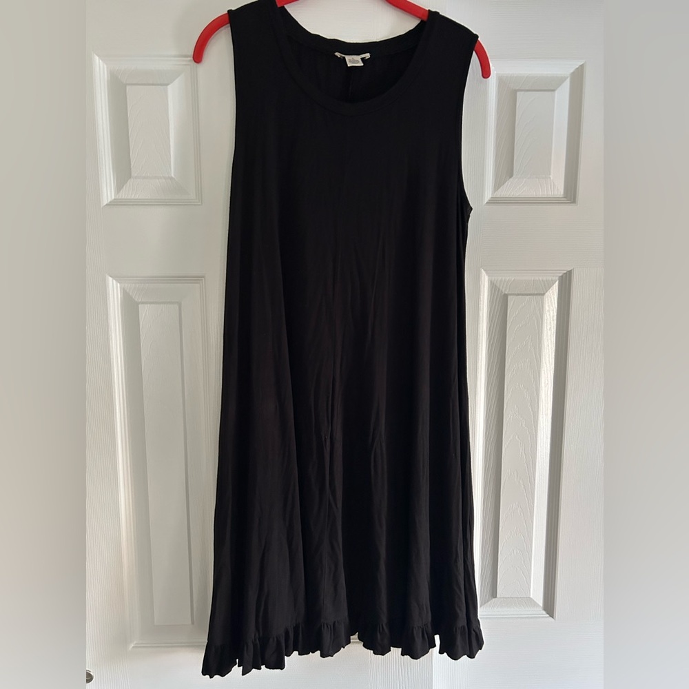 knit crewneck sleeveless ruffle hem swing dress - Picture 4 of 5